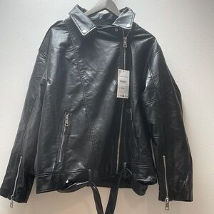 Brand New ZARA Faux Leather Moto Jacket – Size XXL NWT